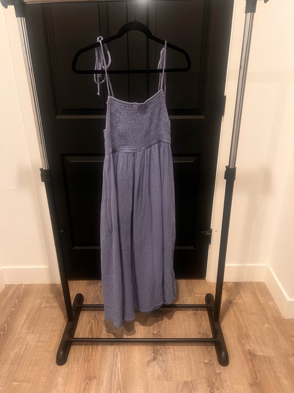 Smocked Bodice Blue Maxi Dress